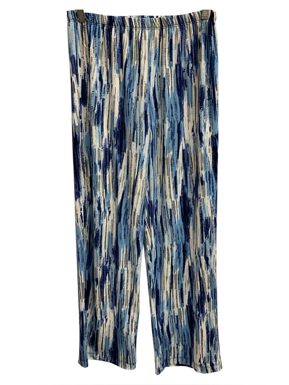 Mandee Blue and White Abstract Print Wide-Leg Pants Size S